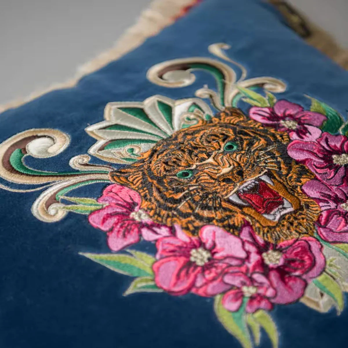 Roarrr Embroidered Velvet Cushion - Mind The Gap