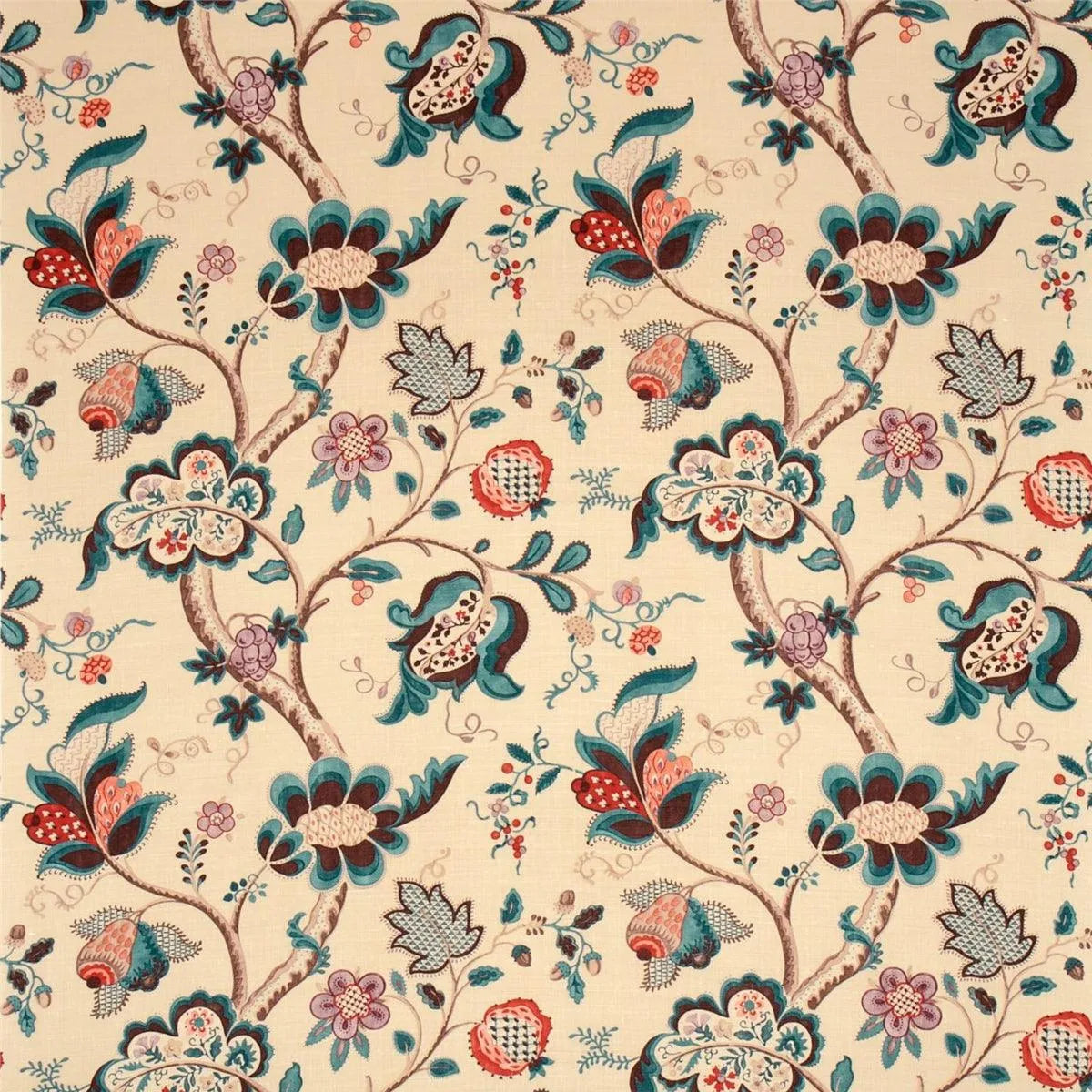 Roslyn Teal/Cherry Fabric - Sanderson
