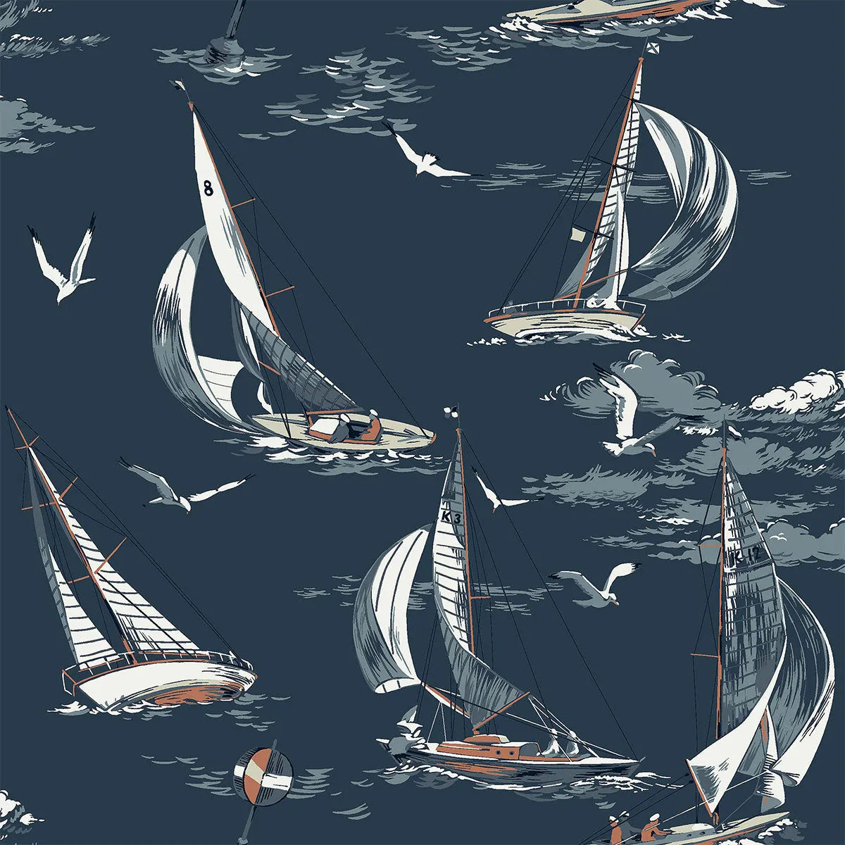 Sailboats Wallpaper - Borastapeter