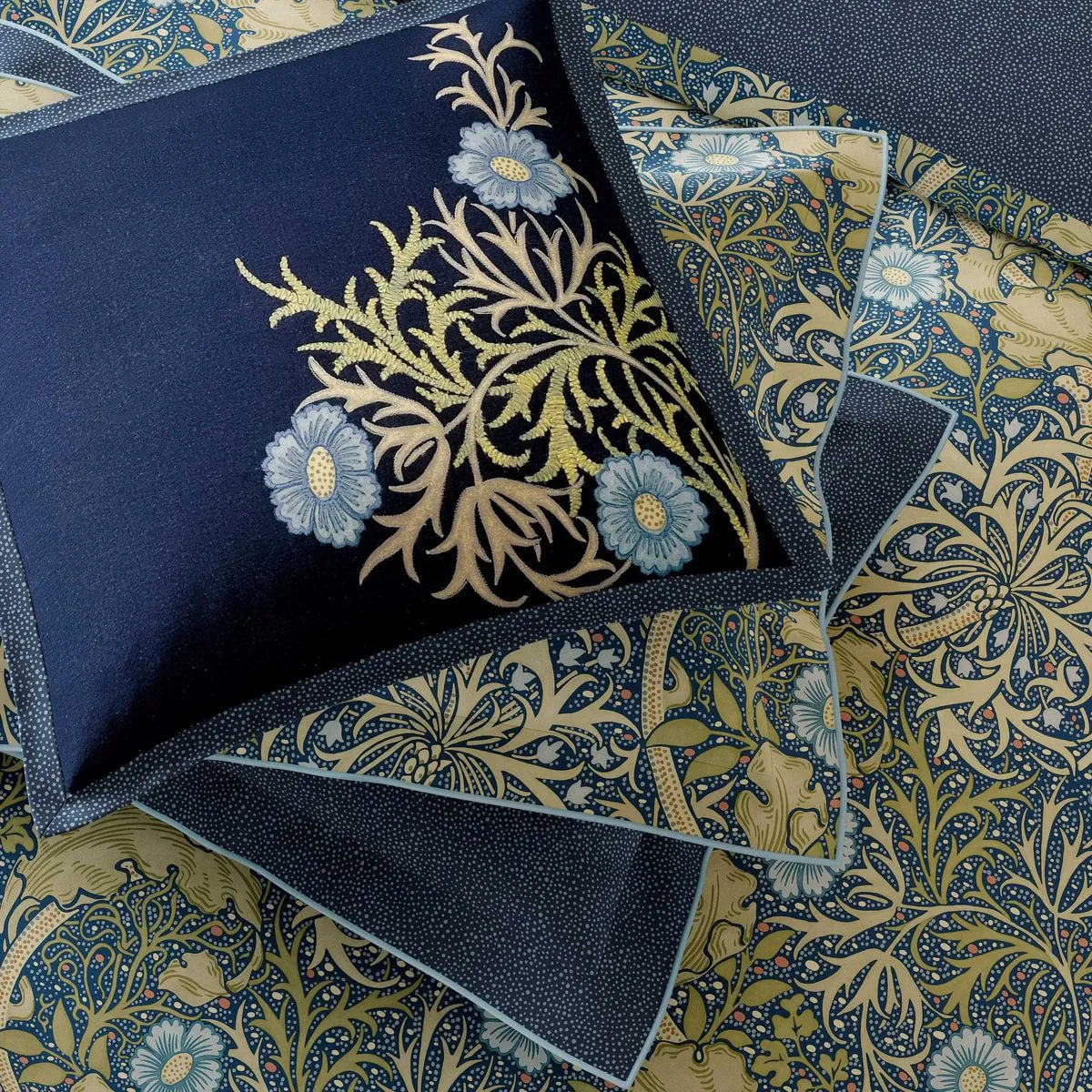 Morris & Co Seaweed Cobalt/Thyme Cushion
