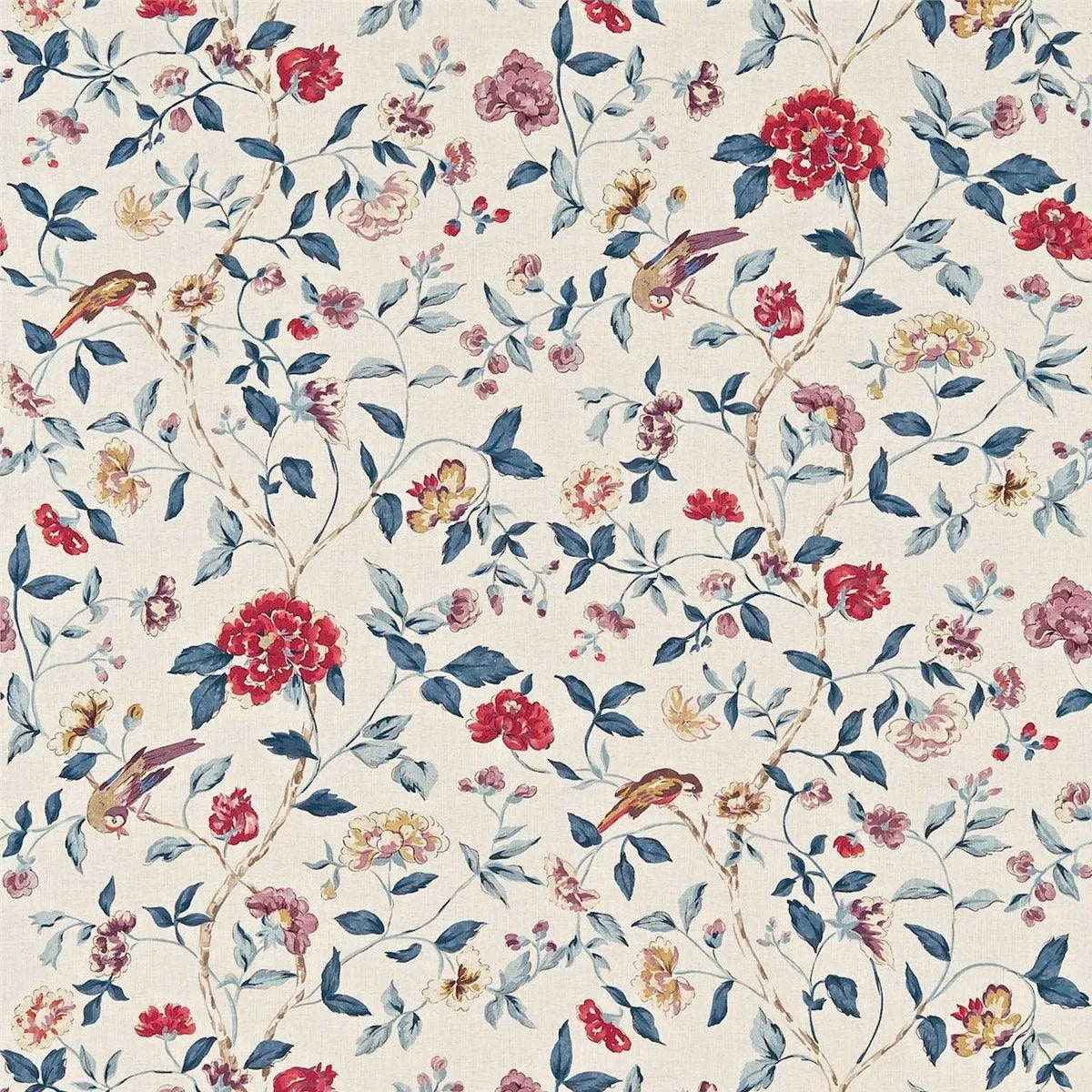 Sissinghurst Indigo/Ruby Fabric - Sanderson