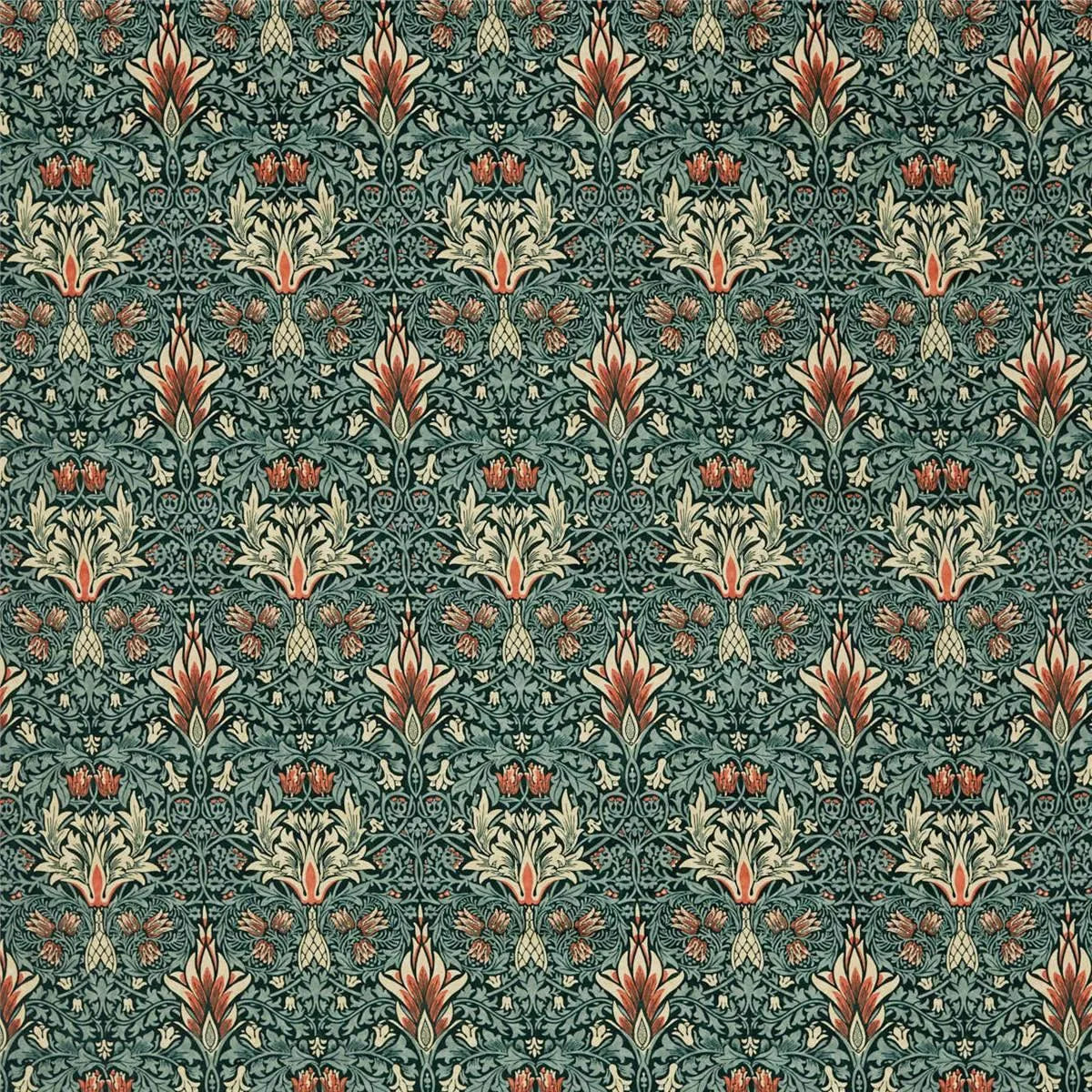 Snakeshead Velvet Thistle/Russet Fabric - Morris & Co
