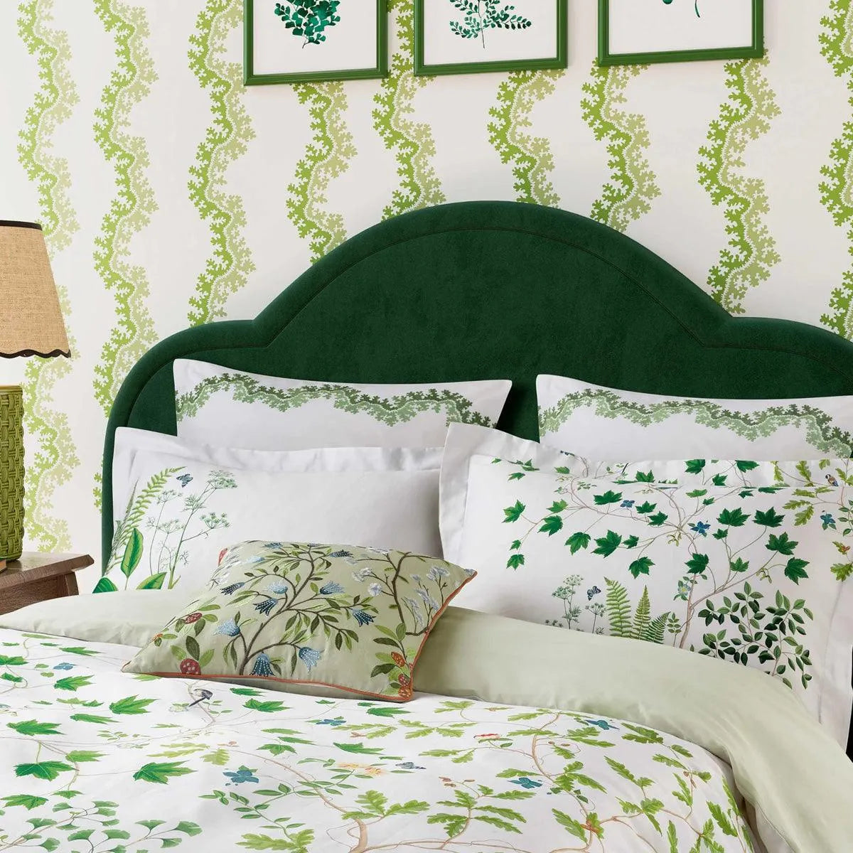 Sanderson Sycamore & Oak Botanical Green Cushion