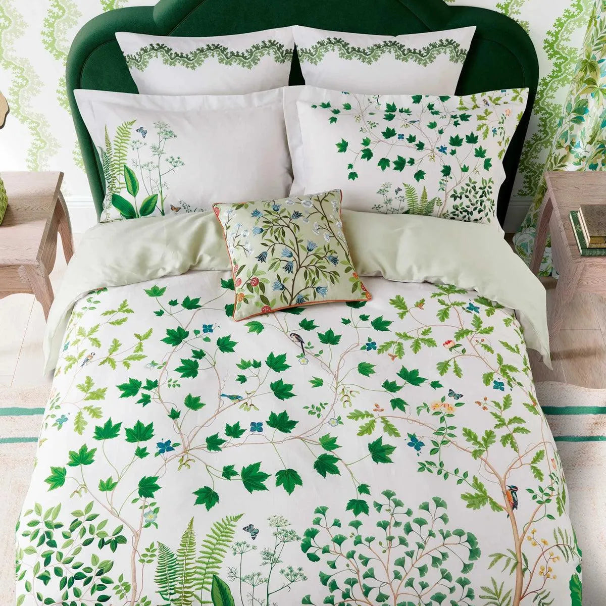 Sanderson Sycamore & Oak Botanical Green Cushion