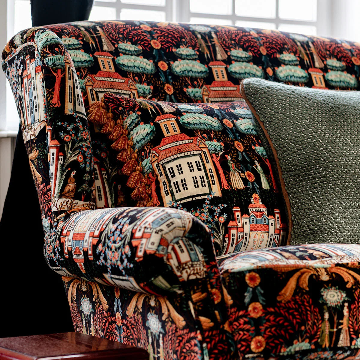 Tales Of Tyrol Peat Black Velvet Cushion - Mind The Gap