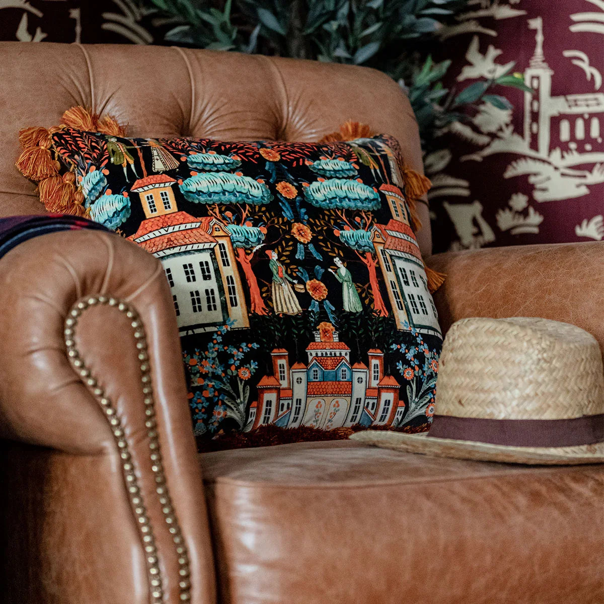 Tales Of Tyrol Peat Black Velvet Cushion - Mind The Gap