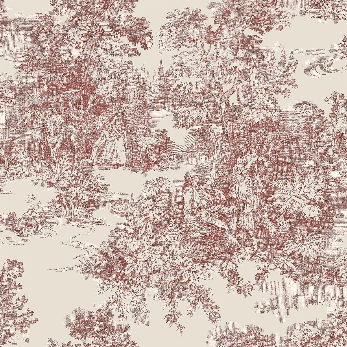 Toile de Jouy Wallpaper - Borastapeter