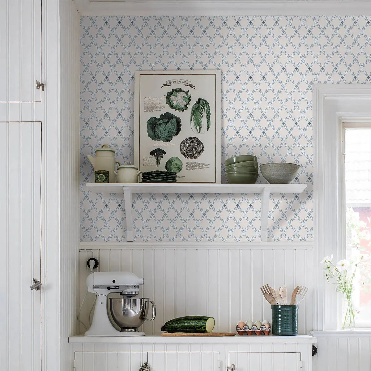 Trellis Leaves Wallpaper - Borastapeter