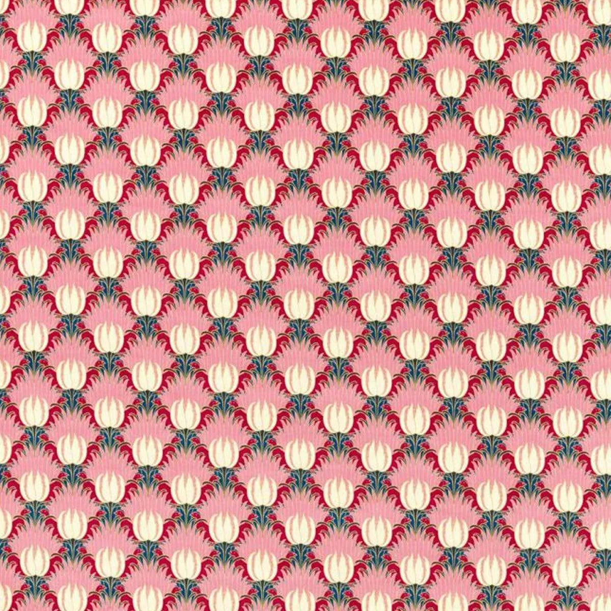 Tulip and Bird Amaranth & Blush Fabric - Morris & Co
