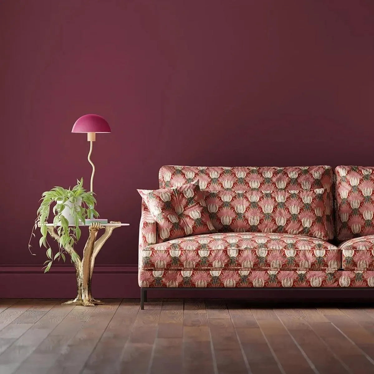Tulip and Bird Amaranth & Blush Fabric - Morris & Co