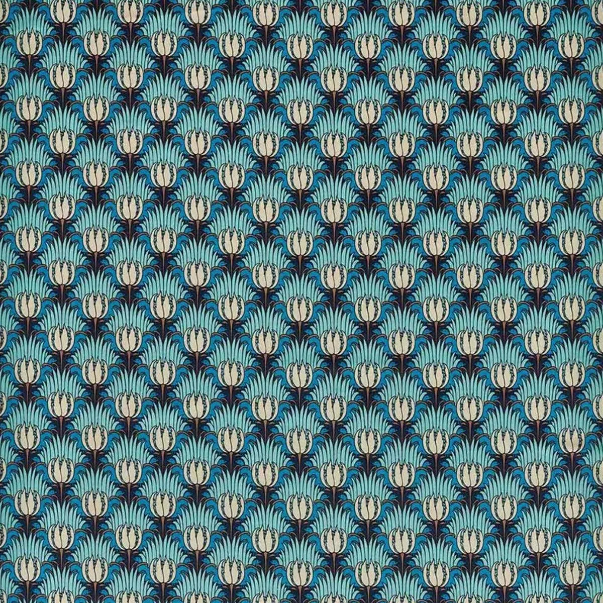 Tulip and Bird Opal & Sea Foam Fabric - Morris & Co