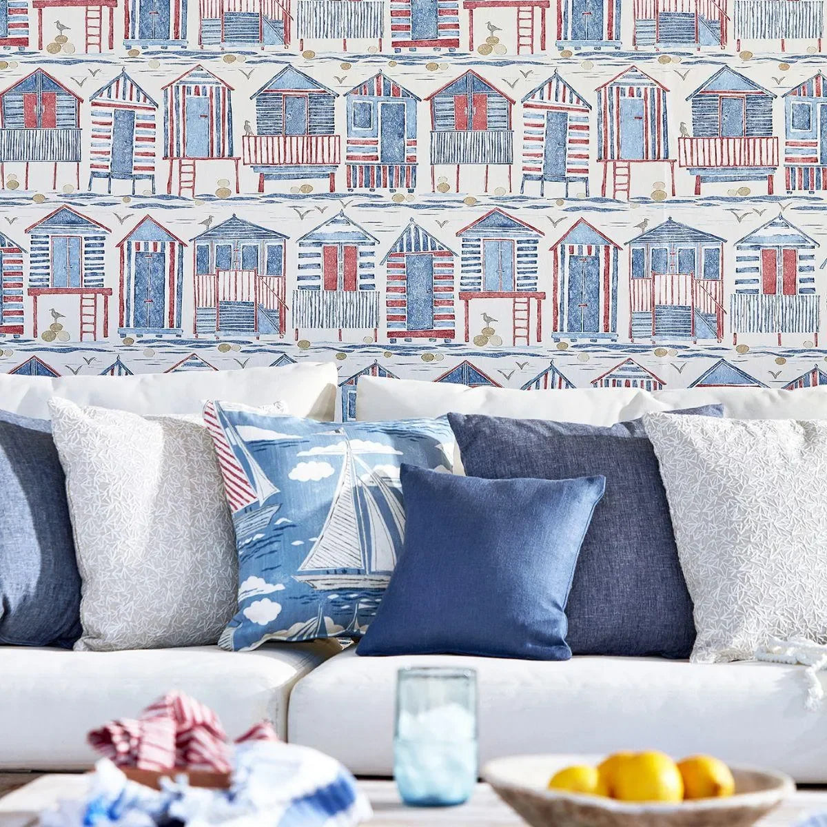Beach Huts Wallpaper - Sanderson