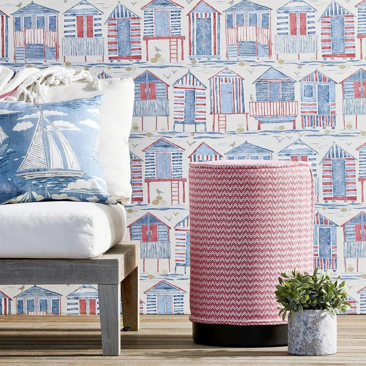 Beach Huts Wallpaper - Sanderson