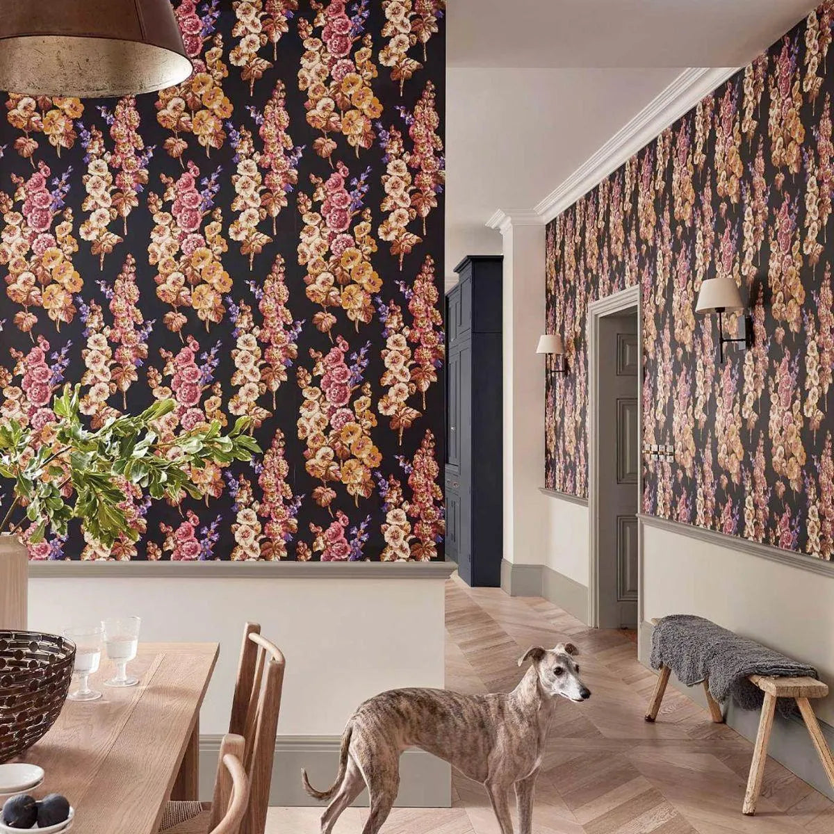 Hollyhocks Wallpaper - Sanderson