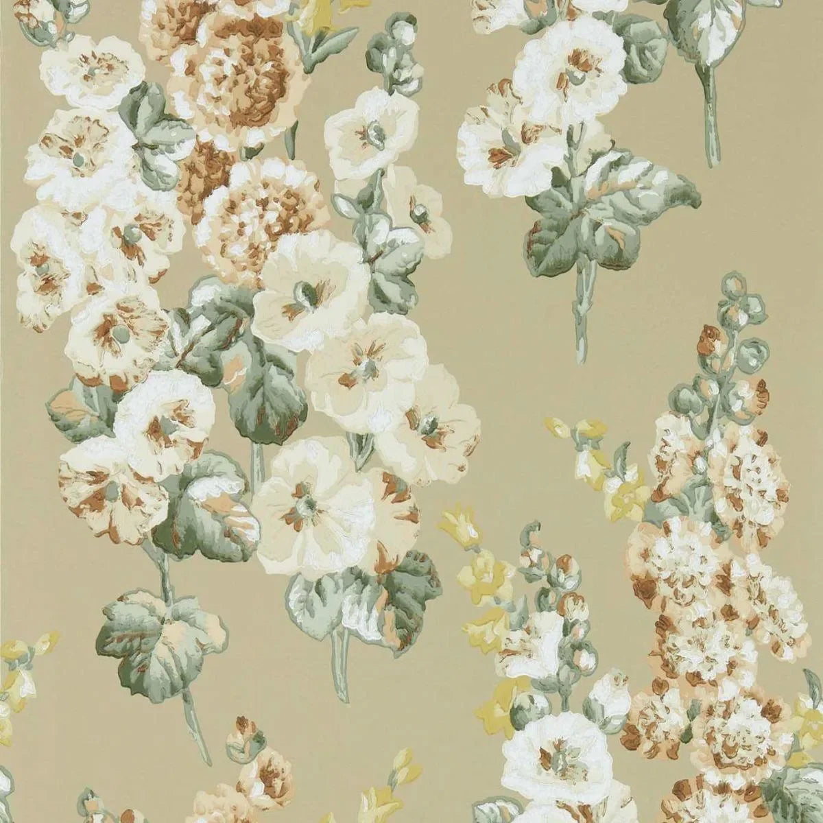 Hollyhocks Wallpaper - Sanderson