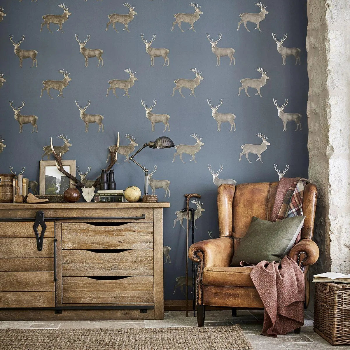 Evesham Deer Wallpaper - Sanderson