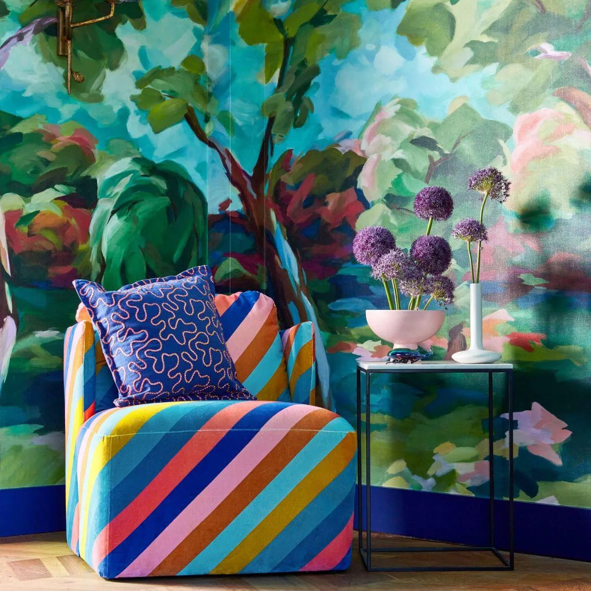 In The Woods Sky/Emerald/Carnelian Wallpaper - Harlequin X Sophie Robinson