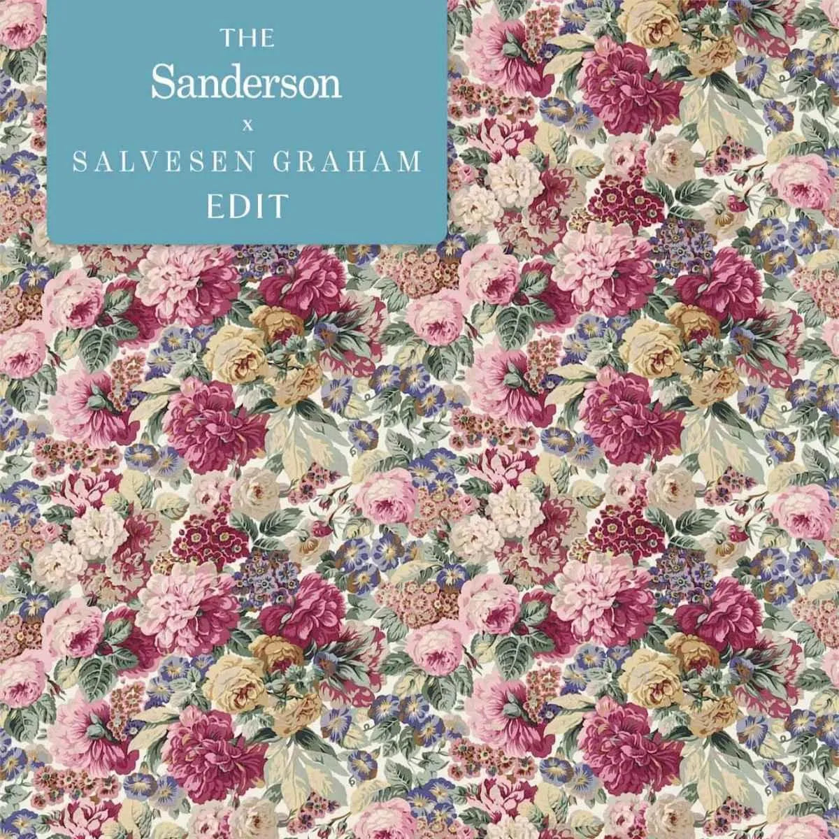 Rose & Peony Red (Cotton) Fabric - Sanderson X Salvesen Graham