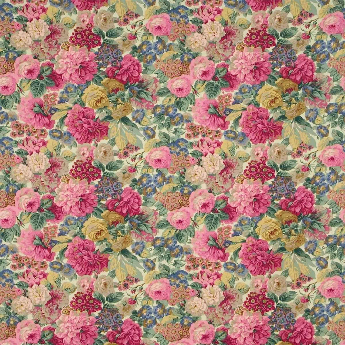 Rose & Peony Red (Linen) Fabric - Sanderson X Salvesen Graham