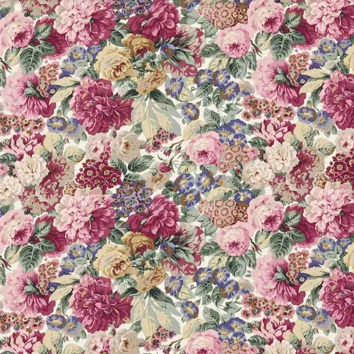 Rose & Peony Red (Cotton) Fabric - Sanderson X Salvesen Graham