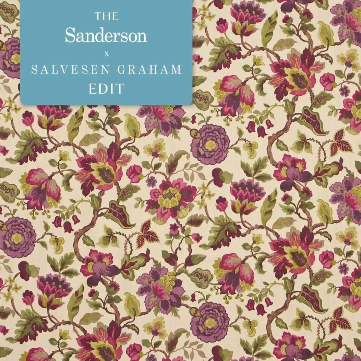Amanpuri Mulberry/Olive Fabric - Sanderson X Salvesen Graham