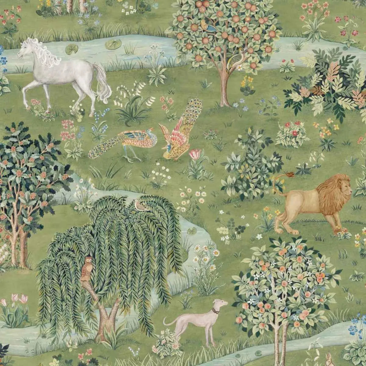 Owl & Willow Bayleaf/Orange Wallpaper - Morris & Co