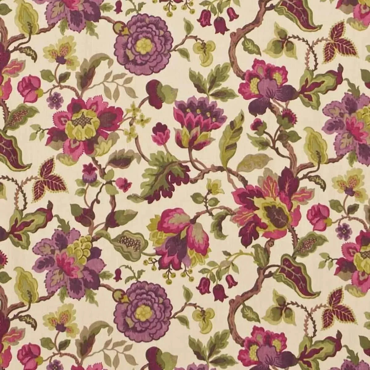 Amanpuri Mulberry/Olive Fabric - Sanderson X Salvesen Graham