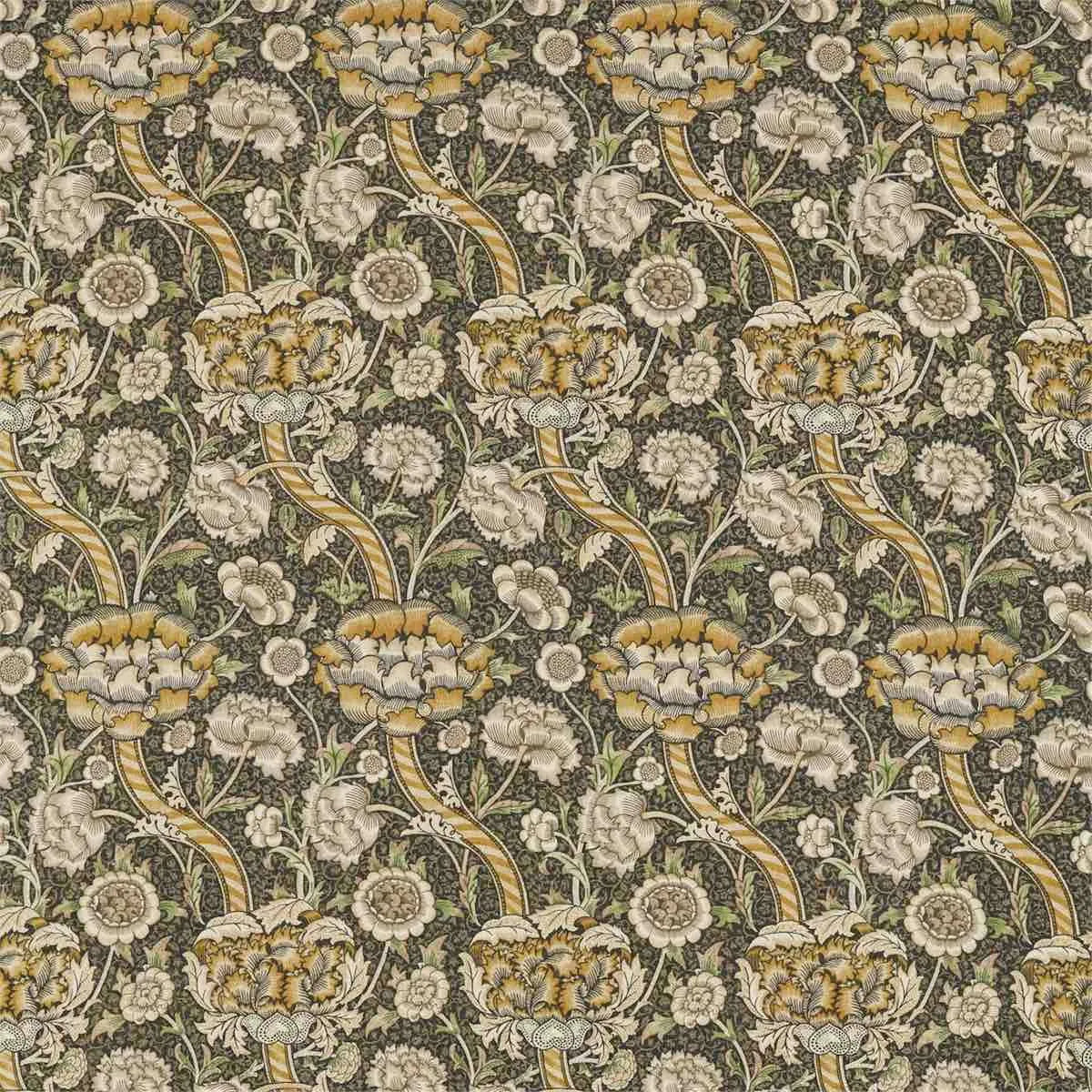 Wandle Charcoal/Mustard Fabric - Morris & Co