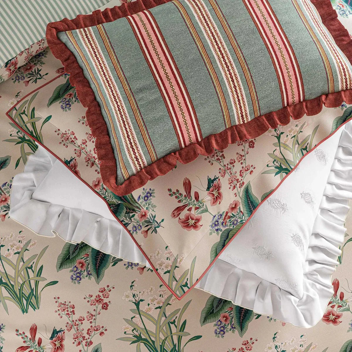 Sanderson Enys Garden Blush & Jade Cushion
