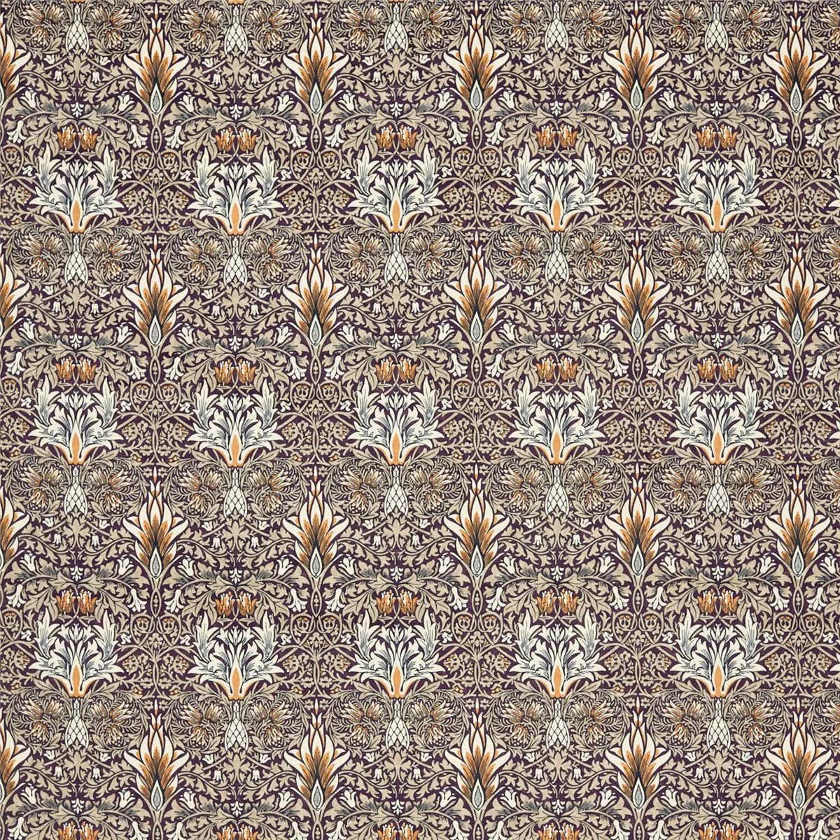 Snakeshead Velvet Mulberry/Saffron Fabric - Morris & Co